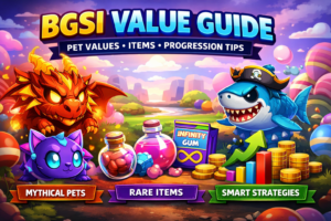 BGSI value guide showing Bubble Gum Simulator INFINITY pets, items, and progression upgrades