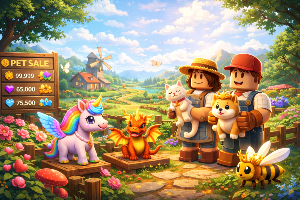 Grow a Garden game pets for sale including rare, epic, and legendary in-game pets for trading and buying