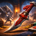 Dragon Defender OSRS in Old School RuneScape showing its red dragon design, used as a powerful melee off-hand item for combat and training